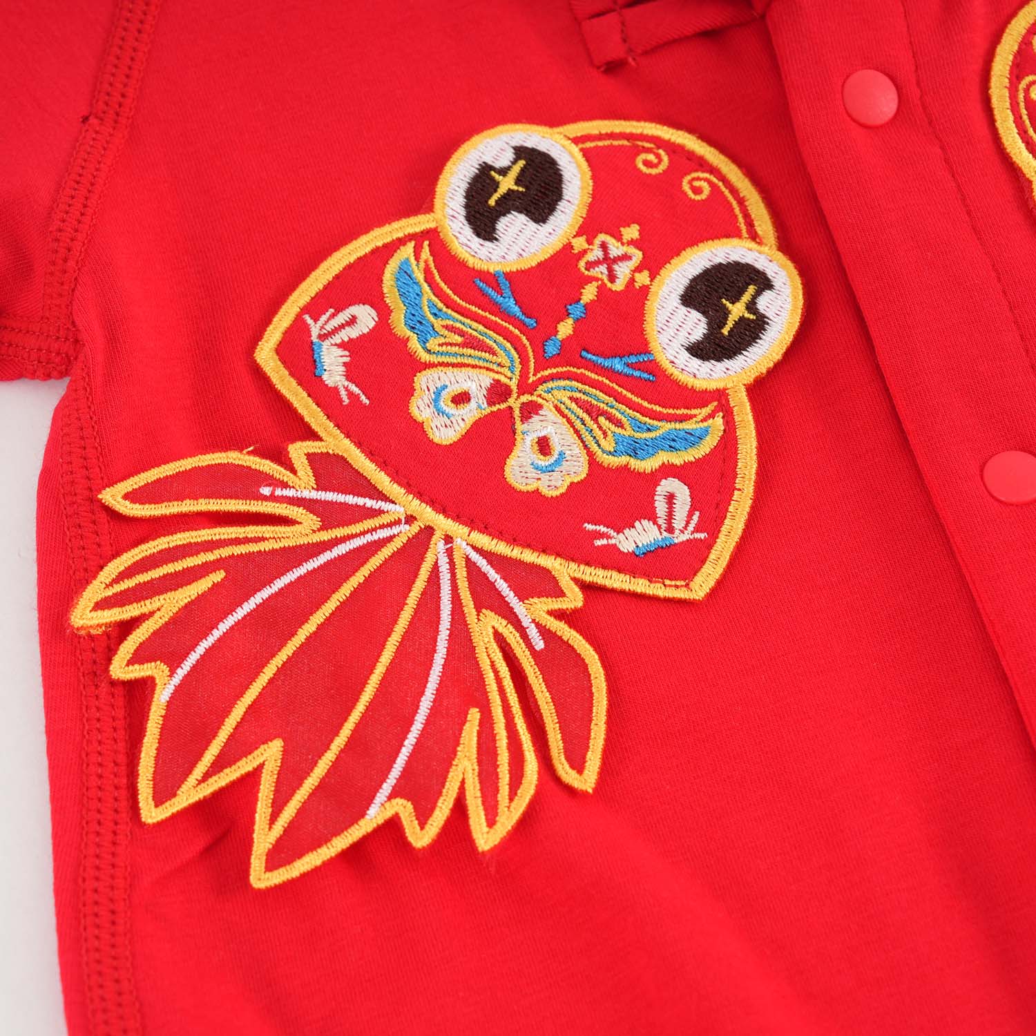 Singapore Souvenir Gift Wealth and Harmony Red Family Set with Golden Fish Baby Boy Cheongsam Romper 0834 - Little Kooma