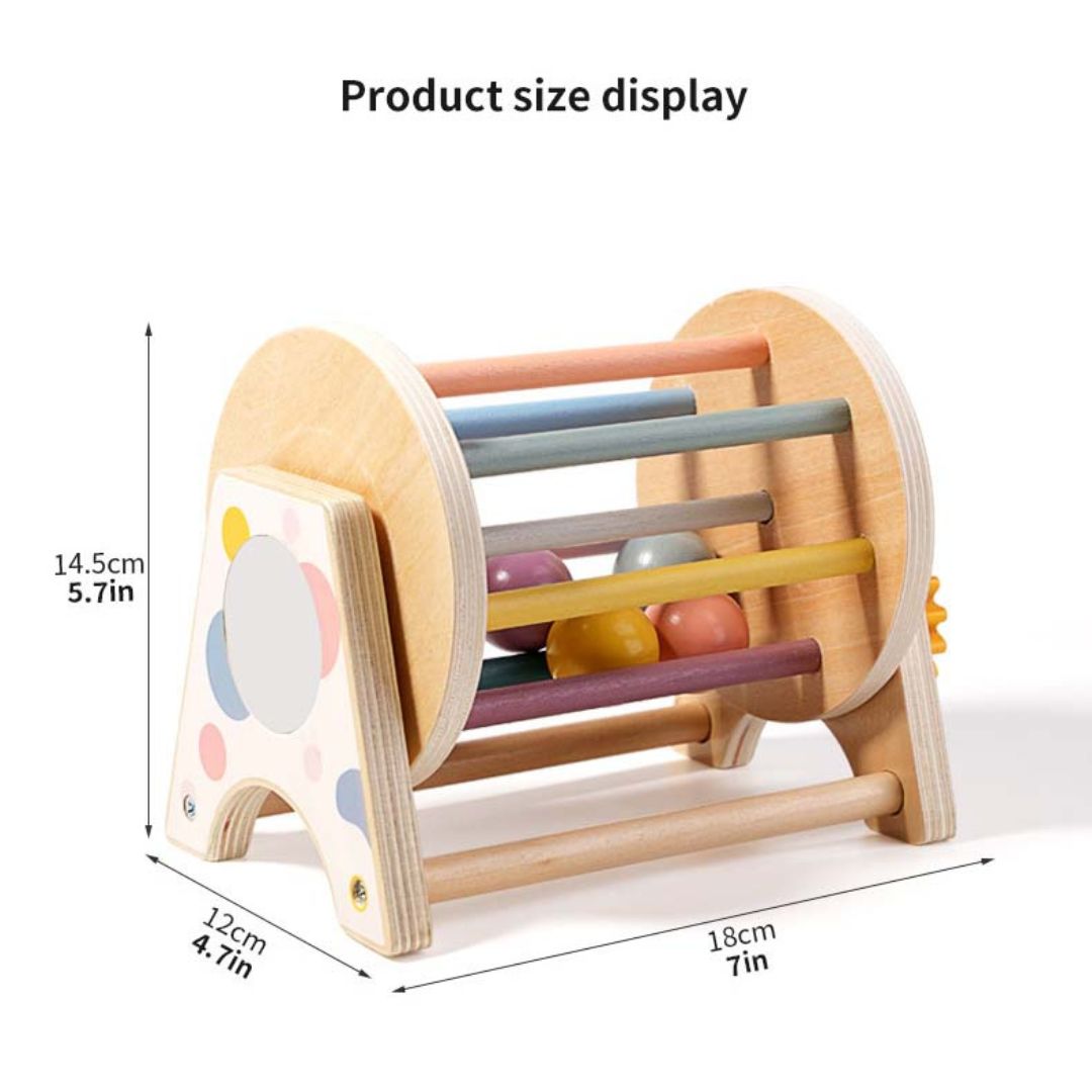 3-in-1 Wooden Shape Sorter Rolling Drum – Interactive Learning Toy for Toddlers 12 Months + - Little Kooma