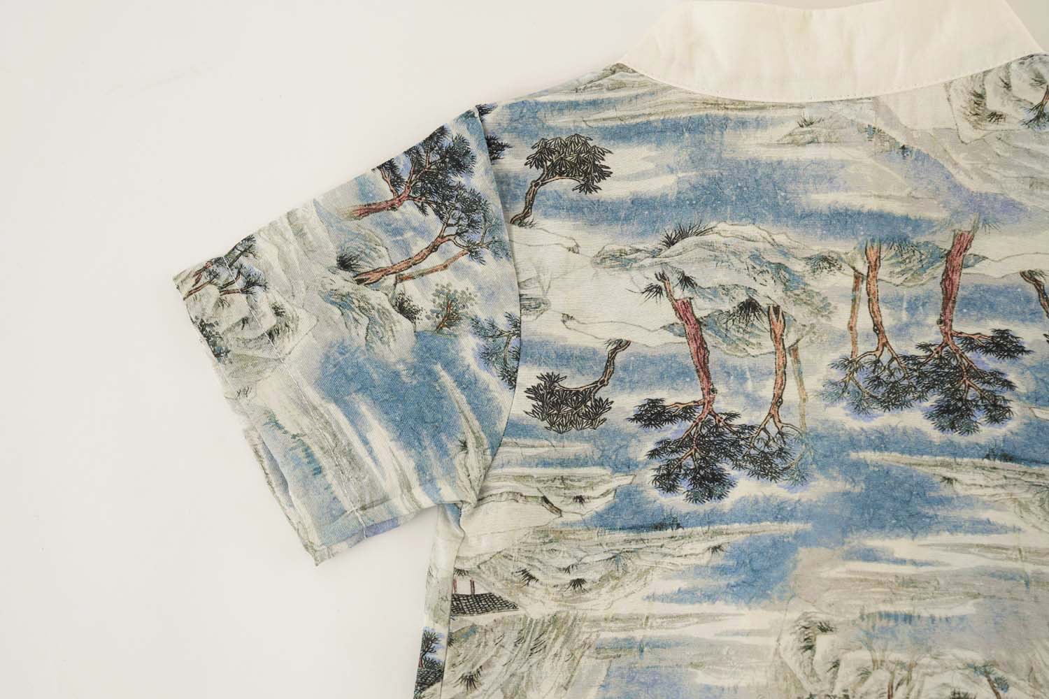 Singapore Souvenir Gift Chinese Landscape Painting Mountains Trees Houses Baby Boy Cheongsam Romper 0840 - Little Kooma
