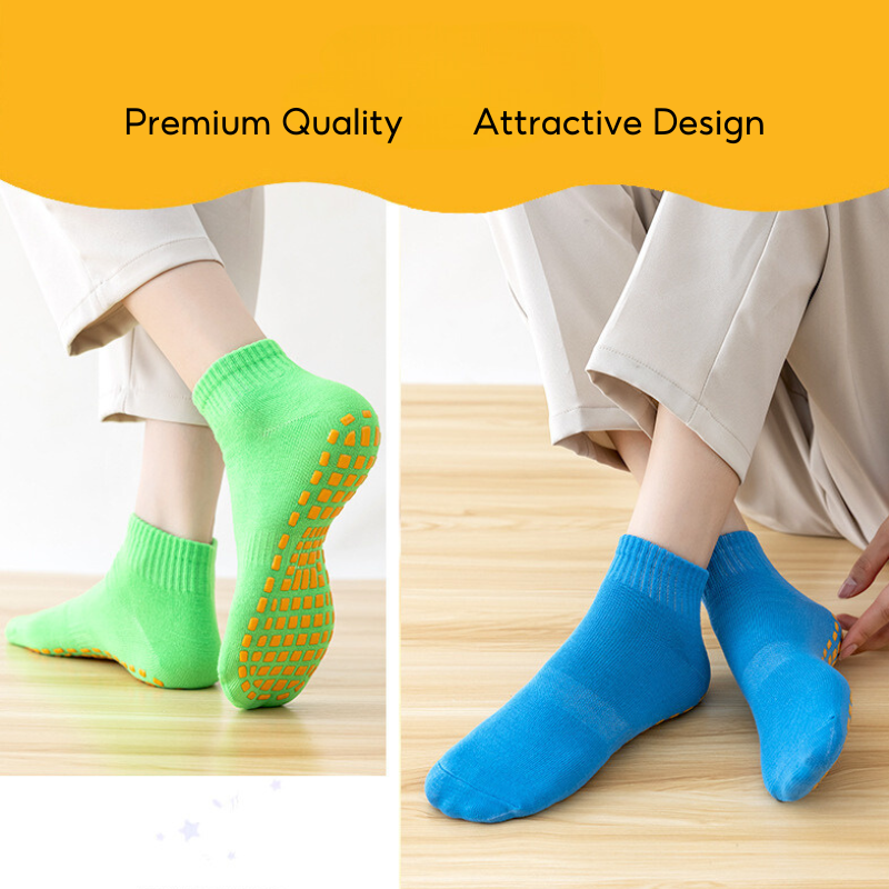 Baby Kids Boy Girl Solid Color Breathable Anti-slip Ankle Socks Playground Yoga Socks - Little Kooma