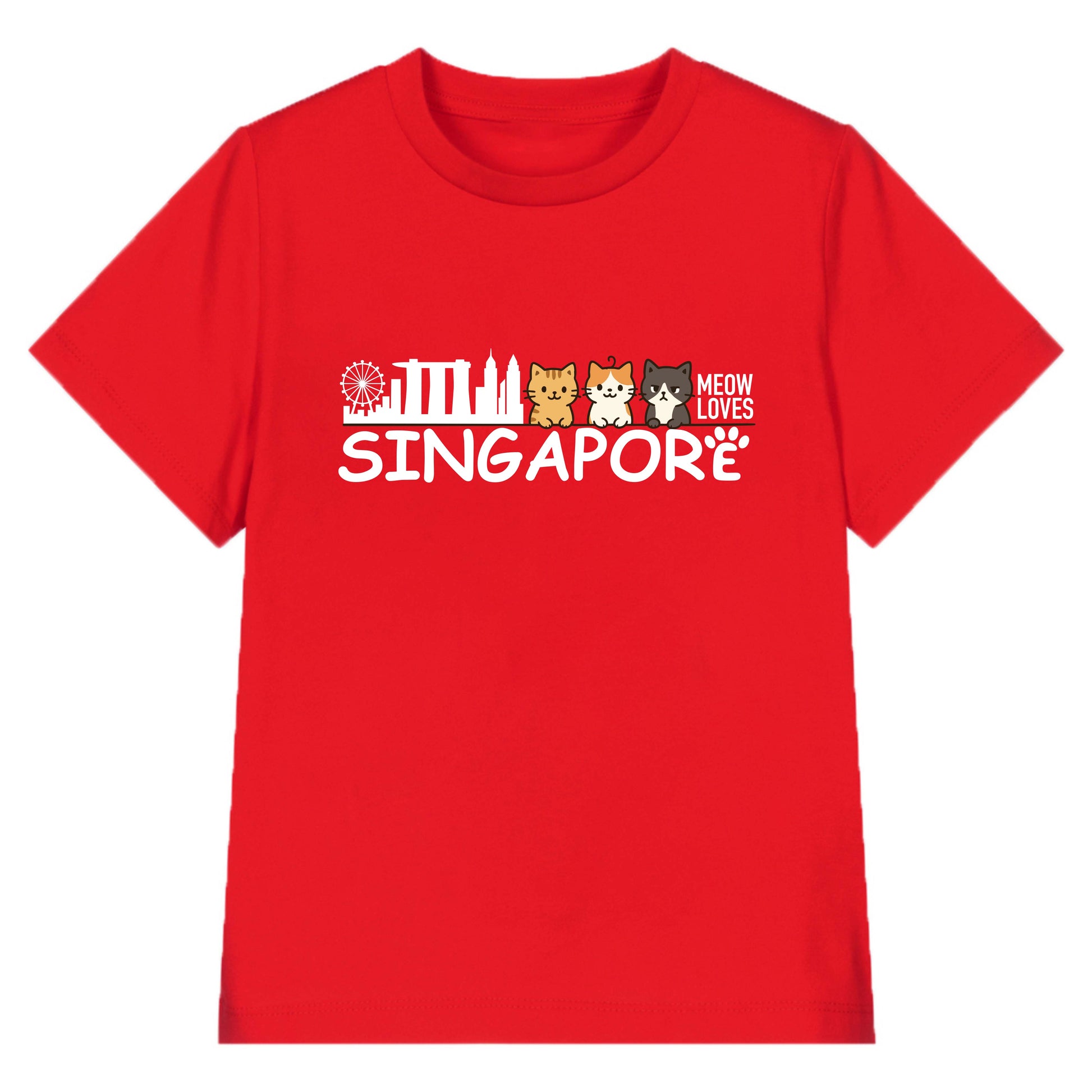 National Day NDP Red Top - Baby Kids Red T-shirt Cute Kittens Meow Loves Singapore National Day Top Outfit