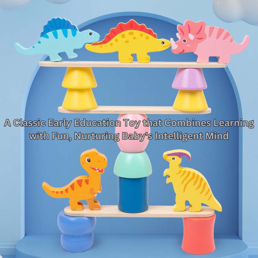 Wooden Dinosaur Stacking Toy – Montessori Balancing Game for Toddlers, Educational Stacking Blocks for Kids Ages 3-6 - Little Kooma