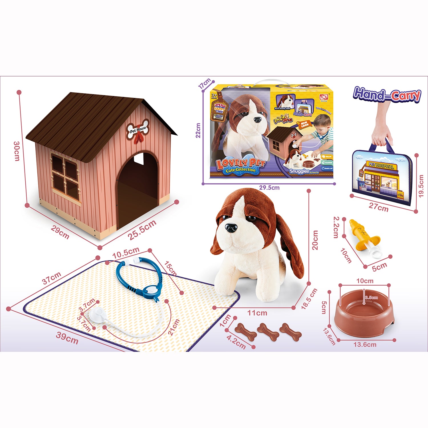 Baby Toddler Kids' Lovely Pet Plush Pet Dog Vet Kit Pretend Play Dog House - Little Kooma