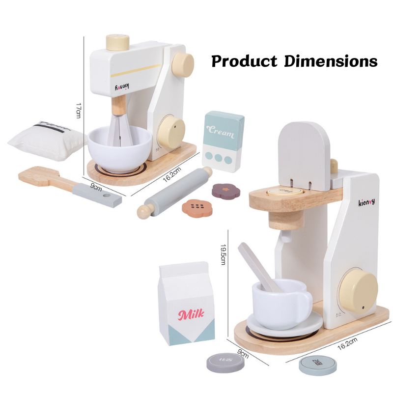 Kids Boys Girls Pretend Play Mini Wooden Household Appliances - Coffee Machine Blender 3 Years + - Little Kooma