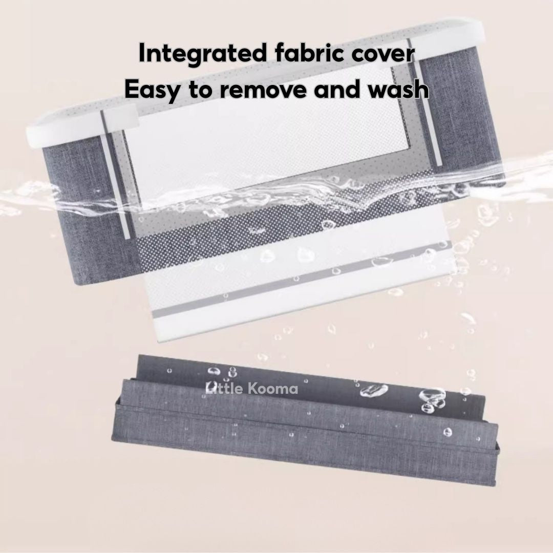 Baby Crib with Changing Table & Mosquito Net Height Adjustable Cradle & Mobile Bed Foldable & Washable - Little Kooma