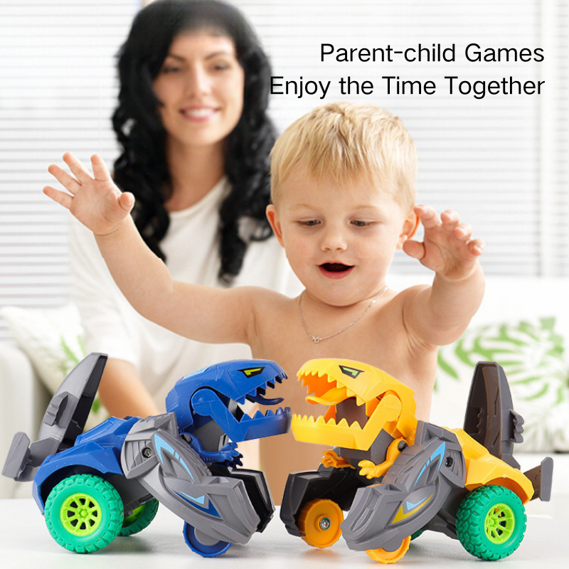 2 In 1 Collision Transformation Dinosaur Car Plastic Inertial Car Toy Action Collision Transforming Vehicles for Boy 3 Years+ - Little Kooma