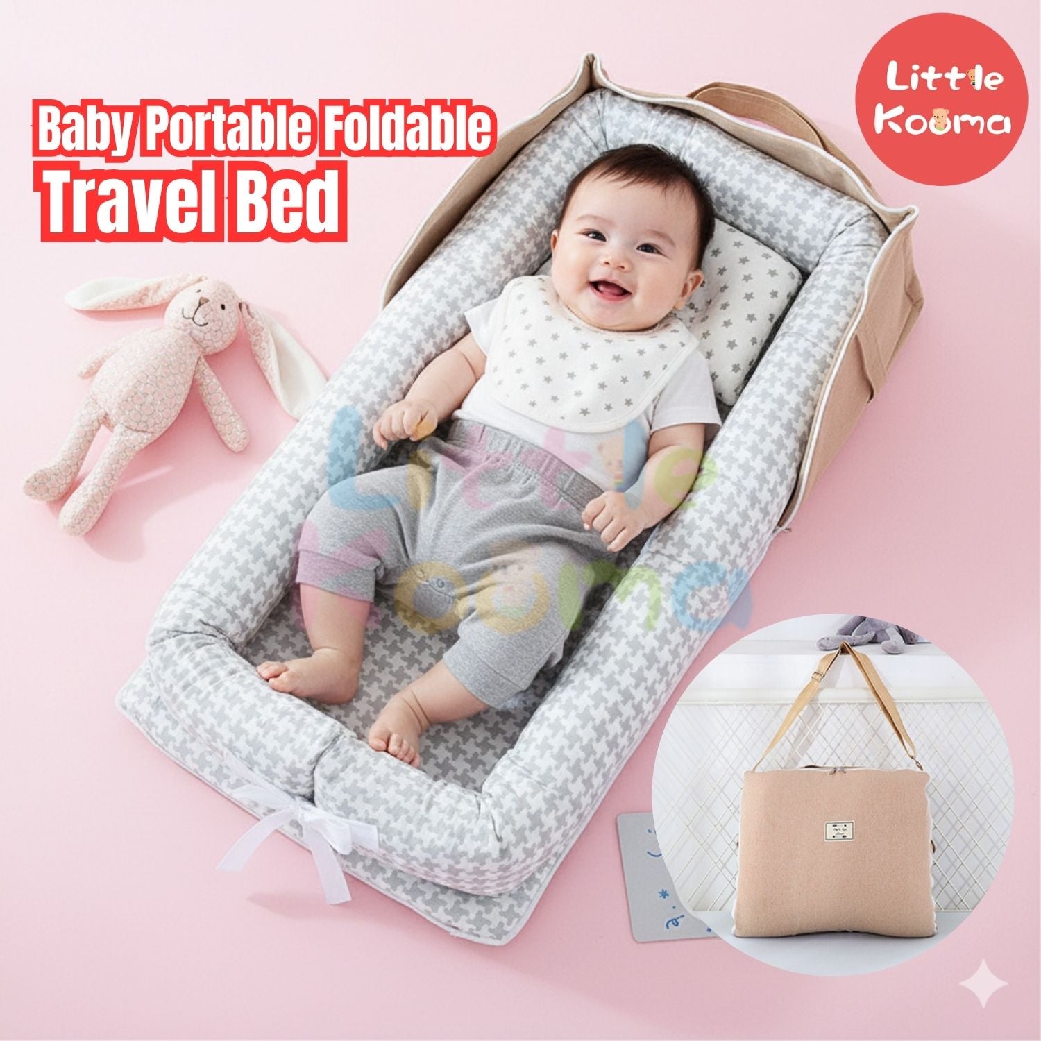 Baby Cot Portable Foldable Travel Bed | Newborn Sleeping Nest Lounger | Safety Baby Bed
