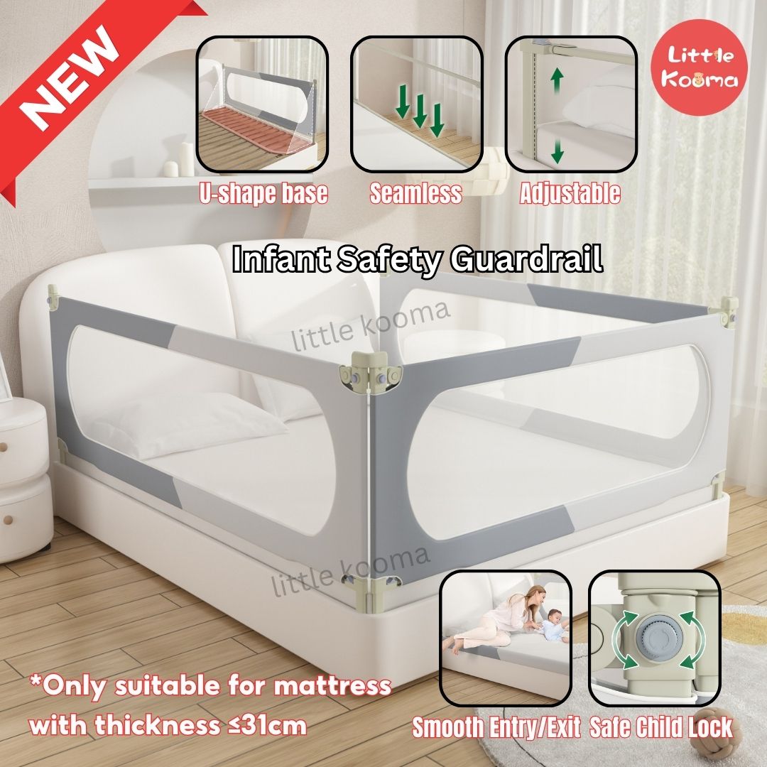 Baby Toddler Bed Guard Rails Barrier Protector Bedroom Playpen Bed Fence Single Side Lift - Little Kooma