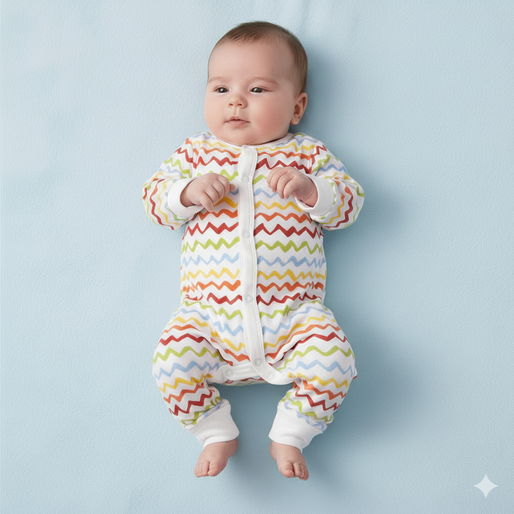 Baby Sleepsuit Colorful Waves Jumpsuit All In One - Little Kooma