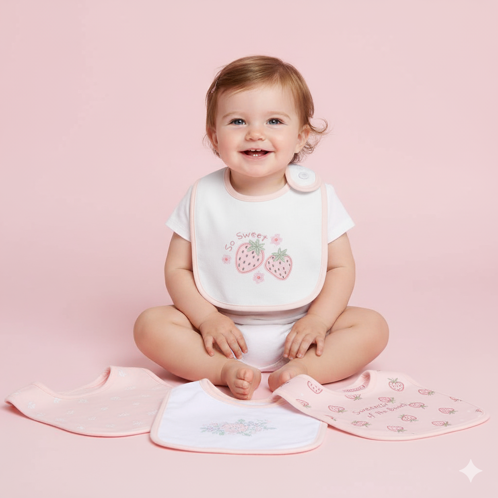 Baby 5pc Interlock Bibs Strawberry D06964 - Little Kooma