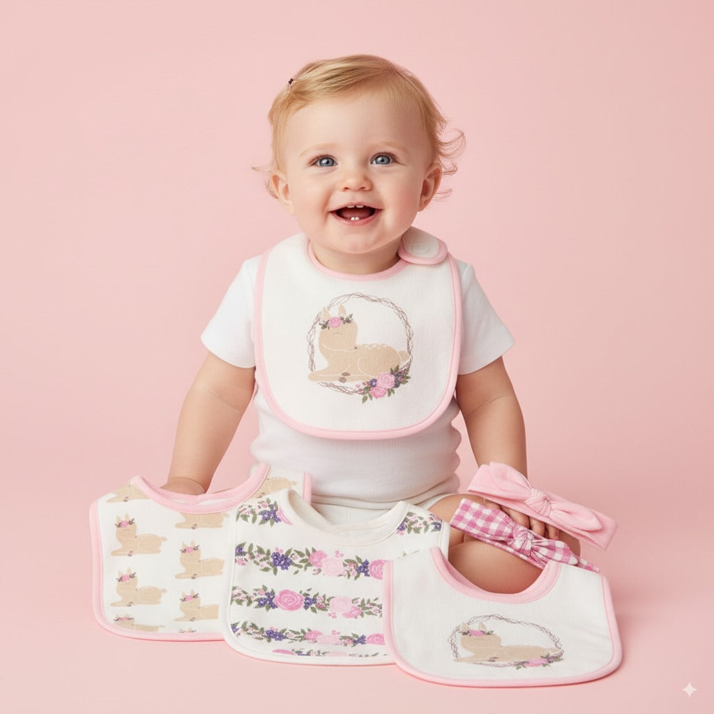 Baby Girls Bibs n Headwraps 5 Piece Pack 56191 - Little Kooma