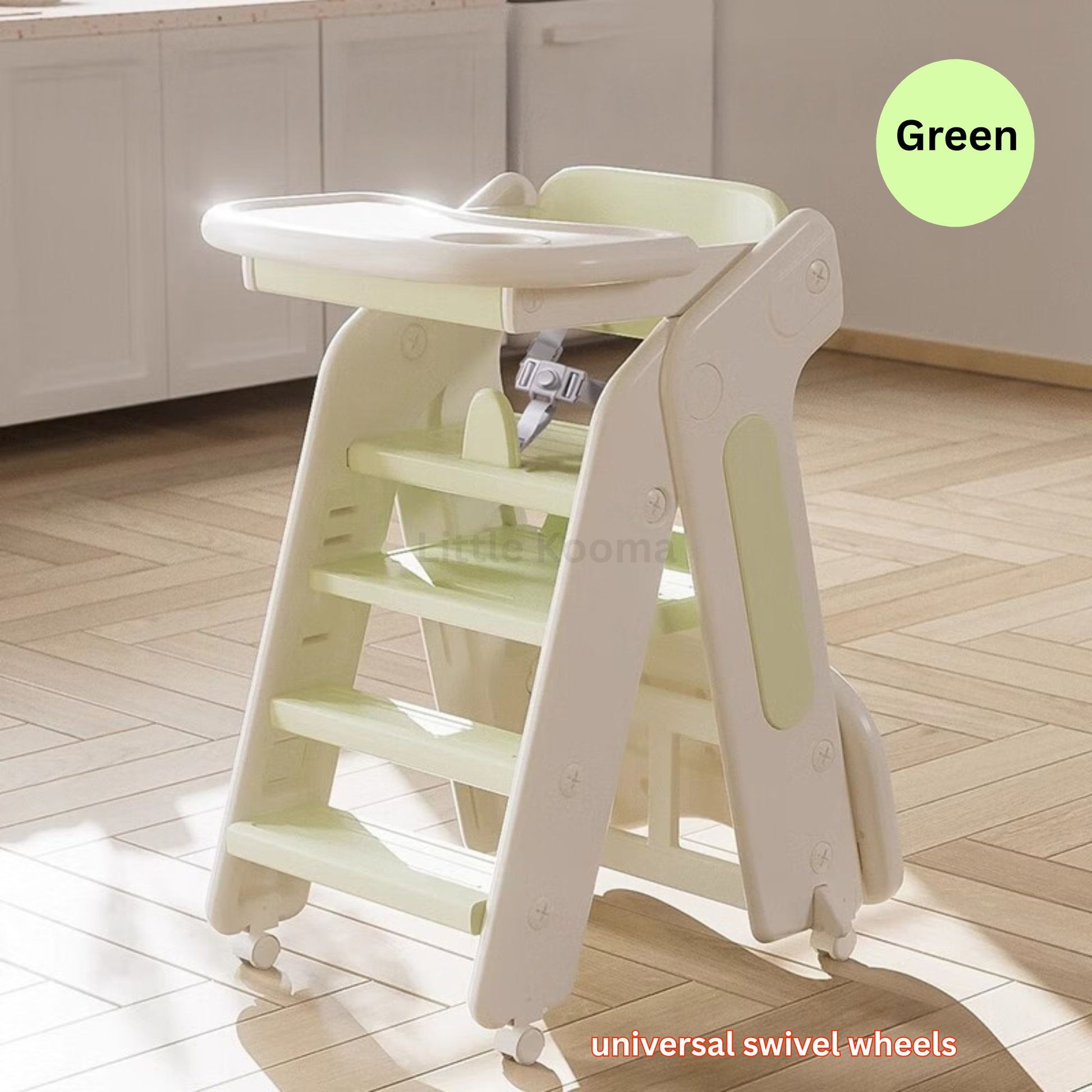Grow-With-Me Foldable Multi-Functional Baby High Chair with Tray & Wheels 1-6 Years - Little Kooma