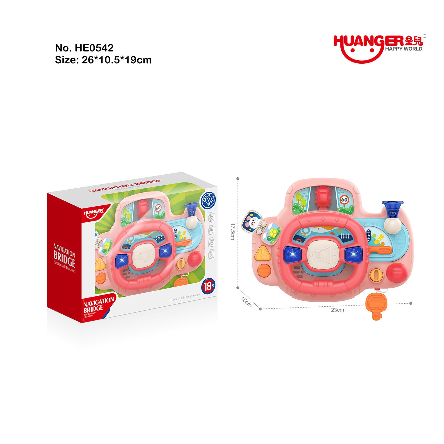 Portable Baby Steering Wheel Toy with Velcro Straps – Pretend Play with Lights, Sounds, and Flip Activities for Tables, Strollers, and Car Seats 18 Months + - Little Kooma