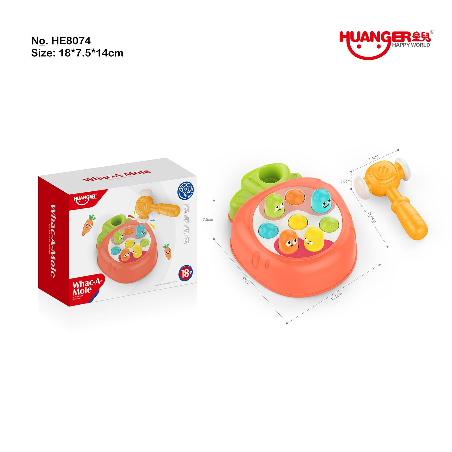 Whac-A-Mole Classic Hammer Game – Pure Mechanical Fun, No Batteries 18 Months + - Little Kooma