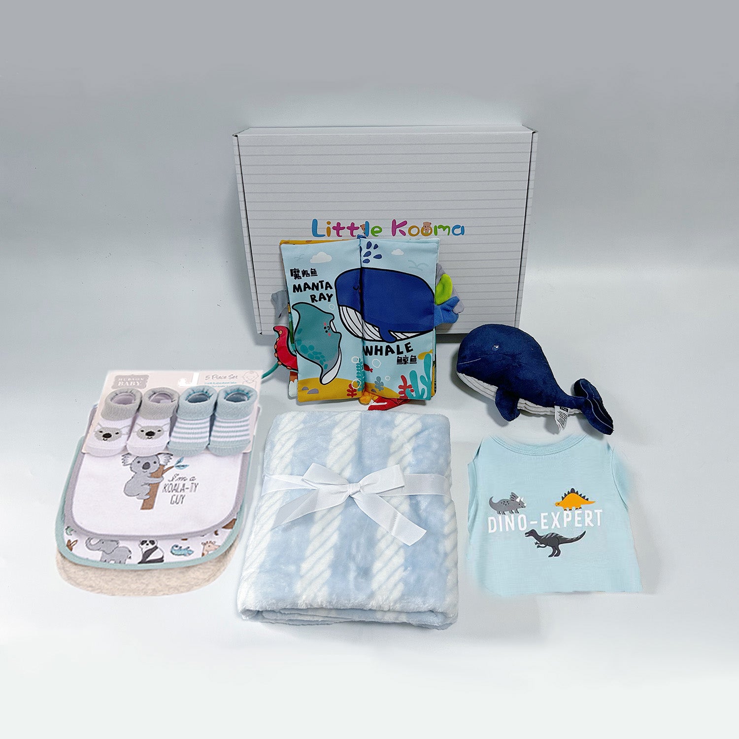 New Born Baby Boy Little Kooma Brand Gift Box 9 Pcs Whale Shark Ocean Gift Box Set