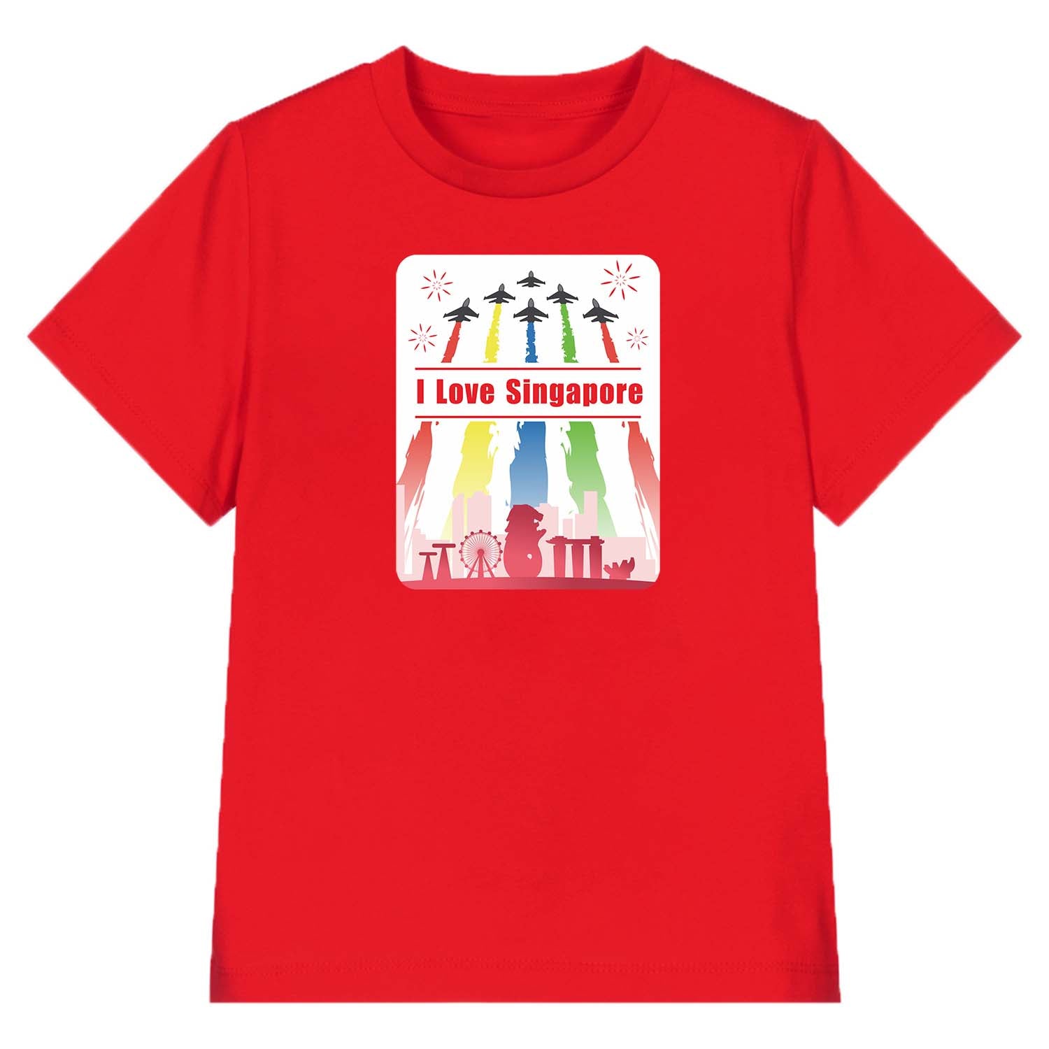 National Day NDP 2024 Red Top - Baby Kids Red T-shirt I Love Singapore Colorful Fighter National Day Top Outfit - Little Kooma