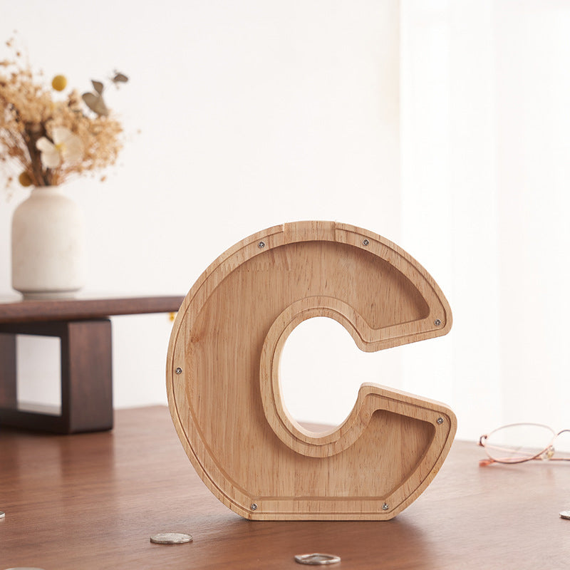 Wooden Cartoon Alphabet Piggy Bank Clearance Sale 3 Years + - Little Kooma