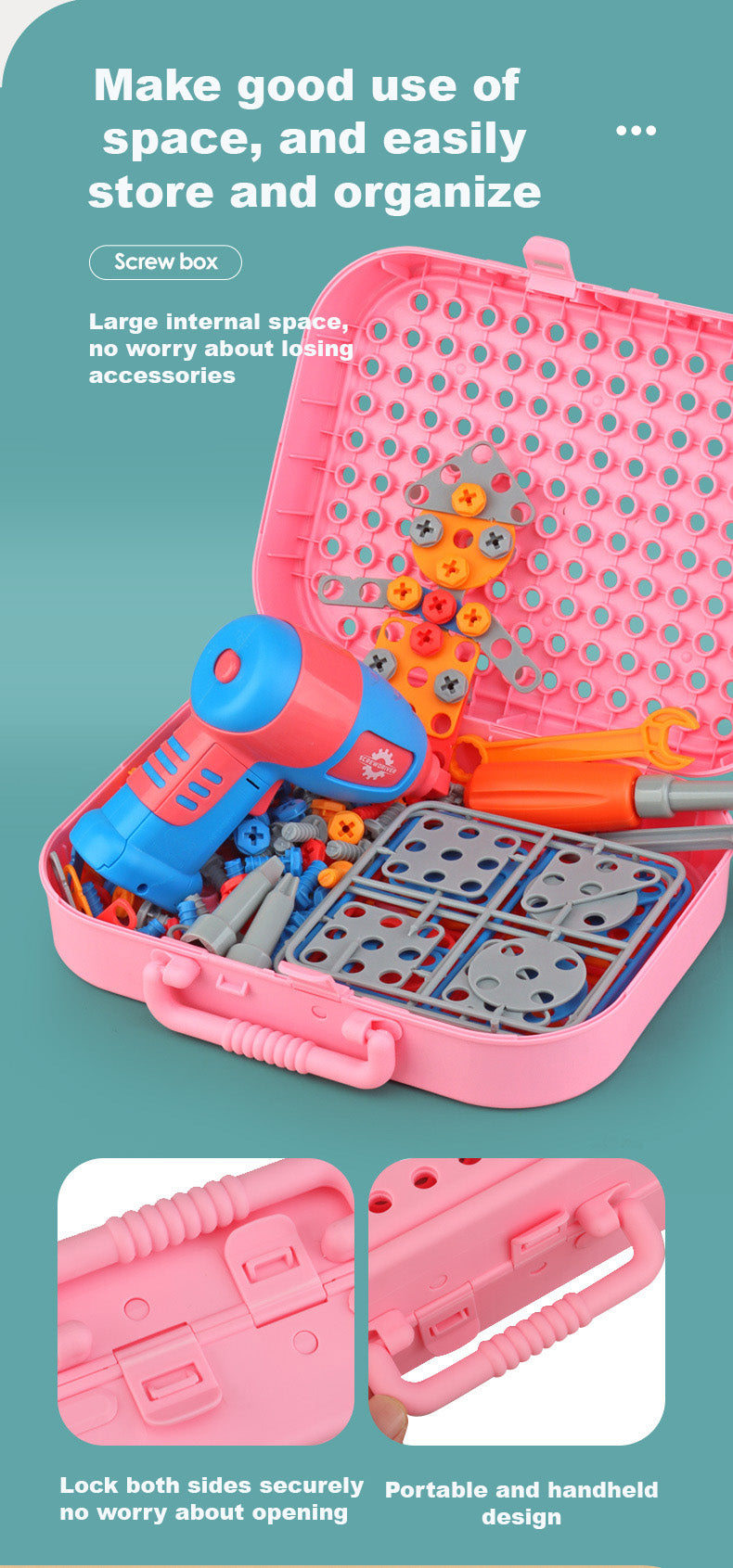 Kids 461 Piece Set with Electric Drill Toy Kids Drill Sets Preschool & Toddler STEM Toy - Little Kooma