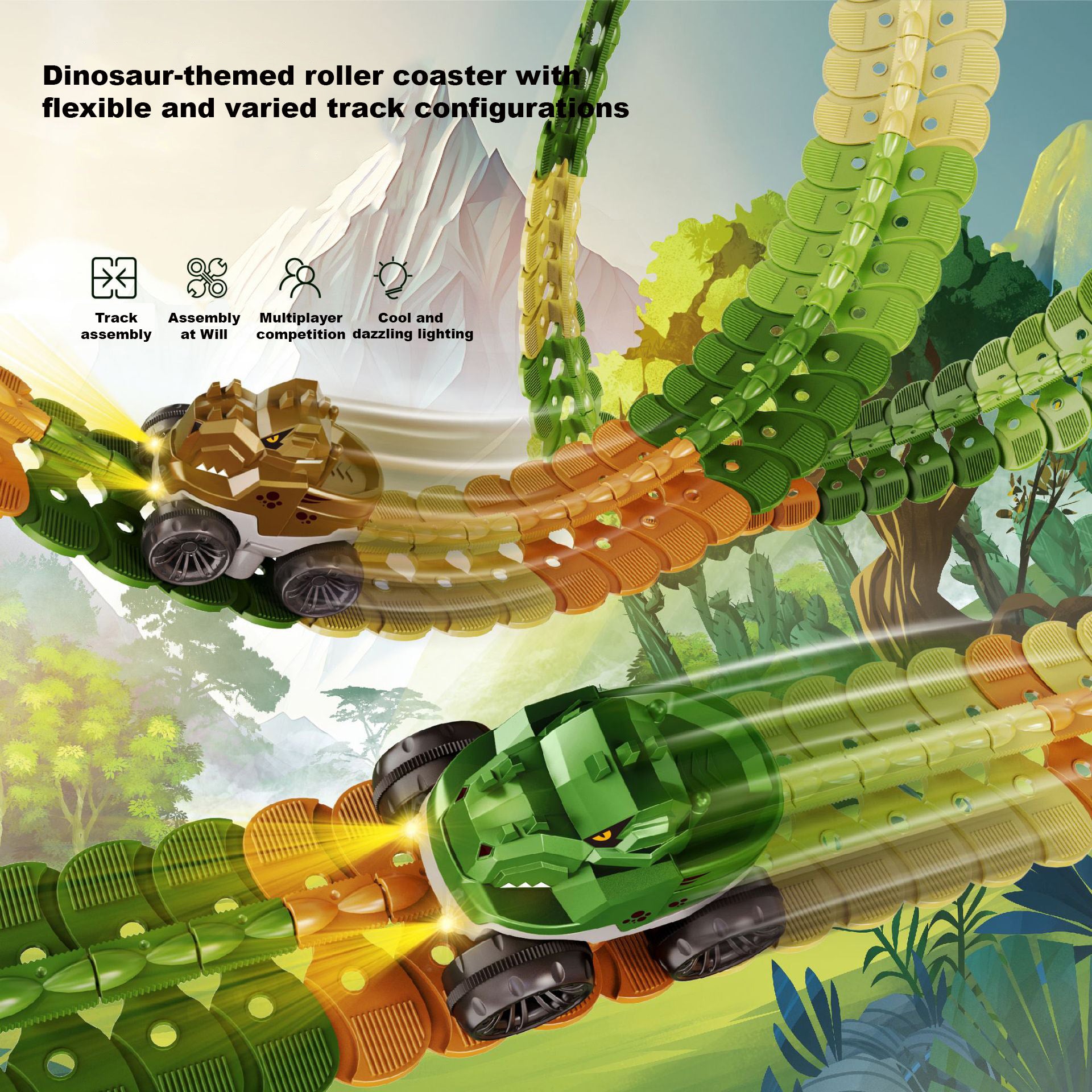 Puzzle Toy Multi-track Building Blocks Roller Coaster Kids Toys Racing Vehicle Rail Car - Little Kooma