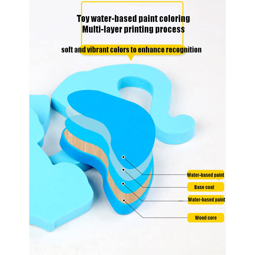 Wooden Toddler Animal Vehicle Puzzles w Handles Educational Montessori Puzzles Toys - Little Kooma