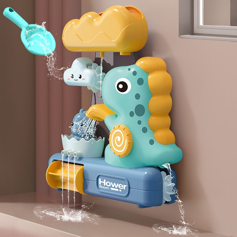 Baby Toddler Kids Wall Bathtub Mounted Dinosaur Bath Toy Set w Suction