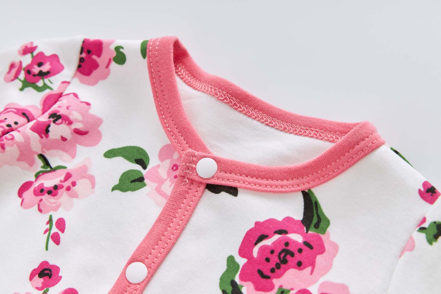 Baby Cotton Sleepsuit Pink Flowers All In One Jumpsuit Feet Cover - Little Kooma