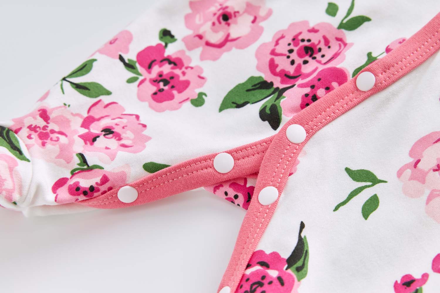 Baby Cotton Sleepsuit Pink Flowers All In One Jumpsuit Feet Cover - Little Kooma