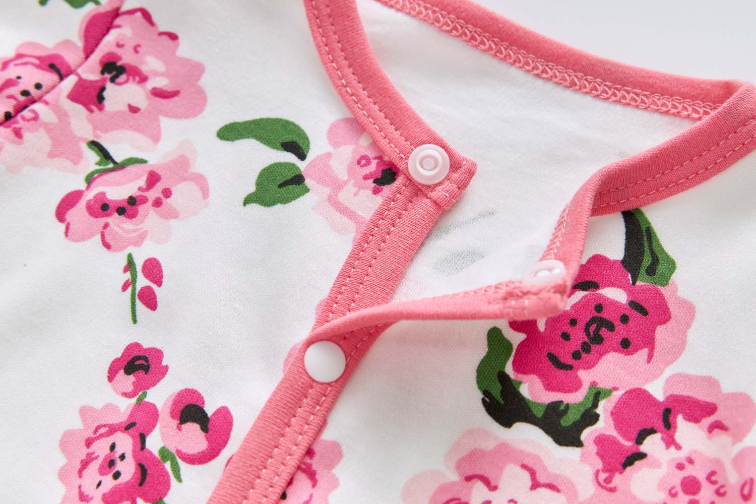 Baby Cotton Sleepsuit Pink Flowers All In One Jumpsuit Feet Cover - Little Kooma