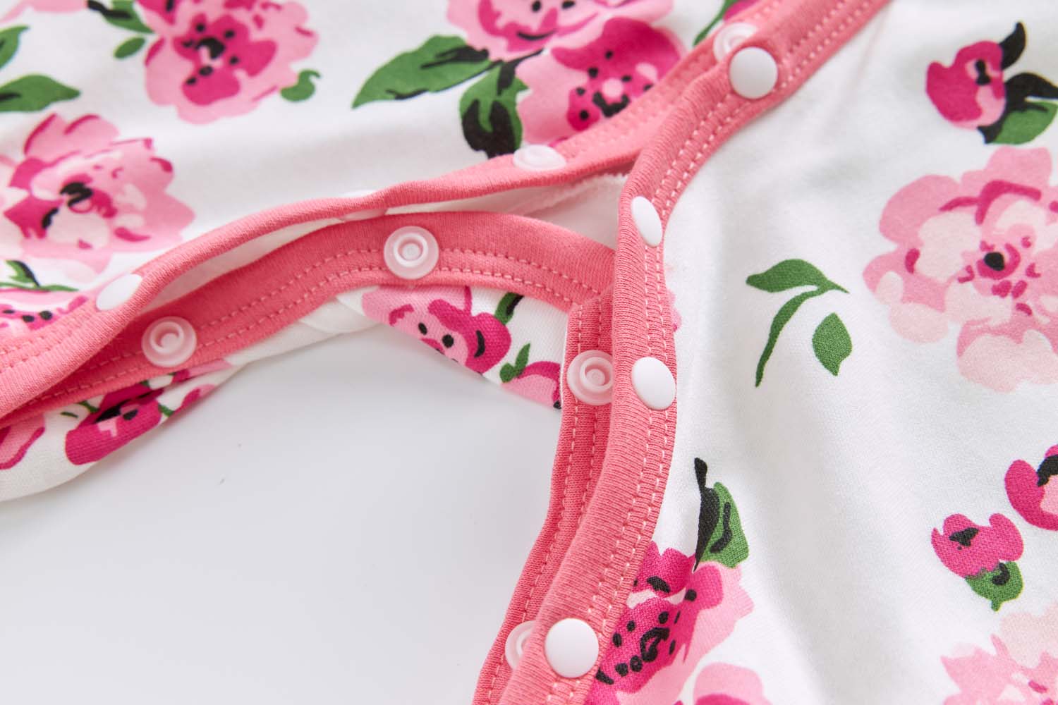 Baby Cotton Sleepsuit Pink Flowers All In One Jumpsuit Feet Cover - Little Kooma