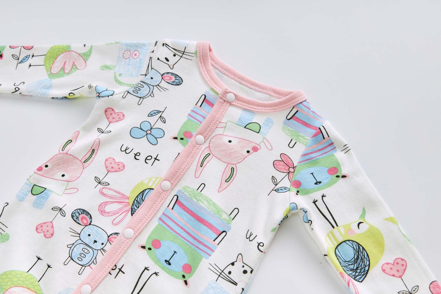 Baby Cotton Sleepsuit Mouse Cat Bunny Bird All In One Jumpsuit Feet Cover - Little Kooma