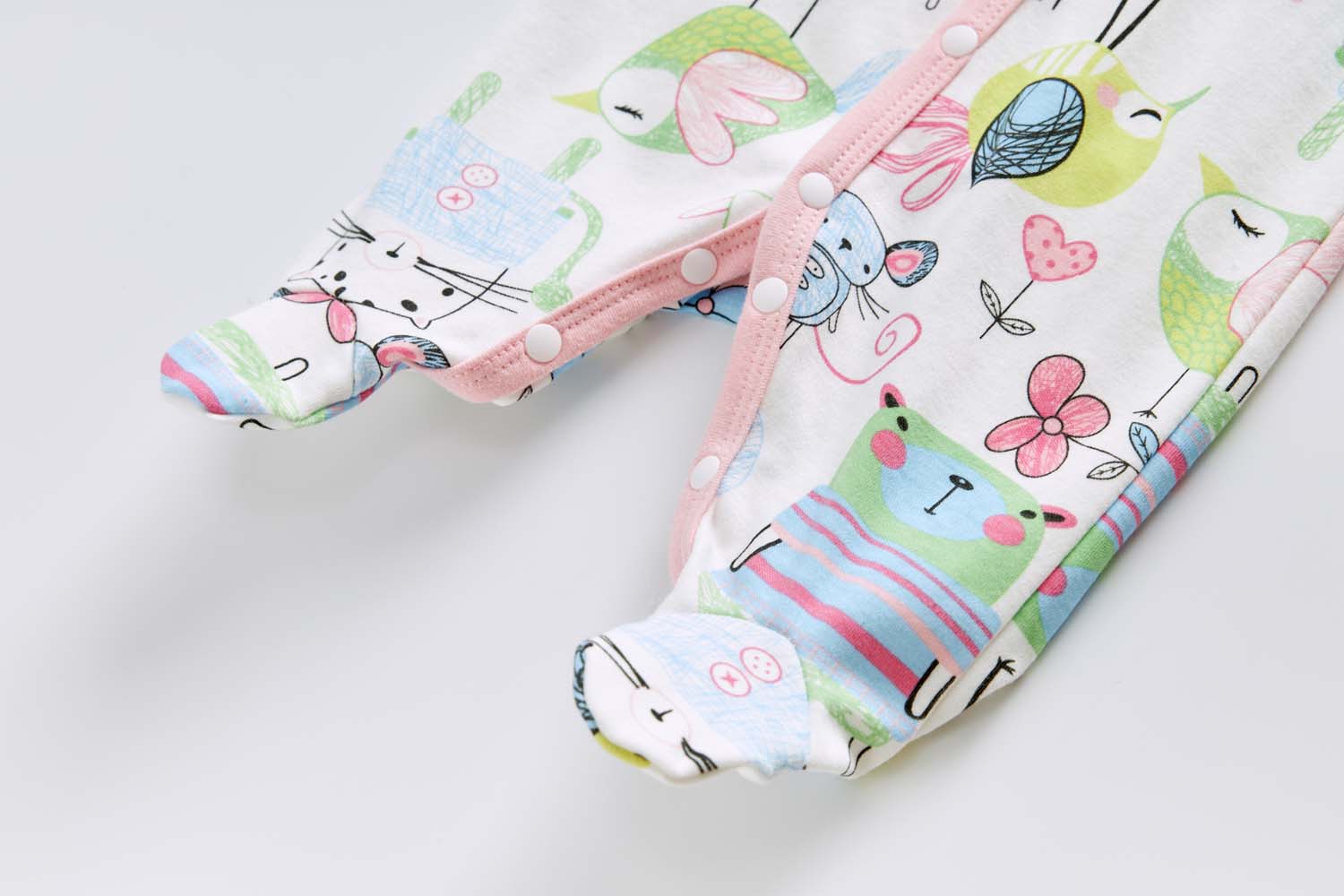 Baby Cotton Sleepsuit Mouse Cat Bunny Bird All In One Jumpsuit Feet Cover - Little Kooma