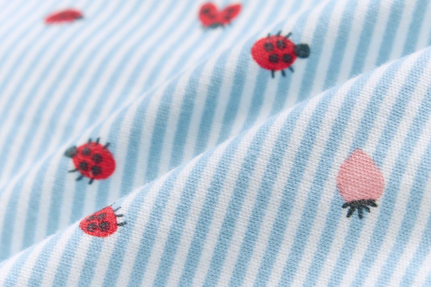 Baby Cotton Sleepsuit Blue Stripes Strawberry Two Way Zipper All In One Jumpsuit Feet Cover - Little Kooma