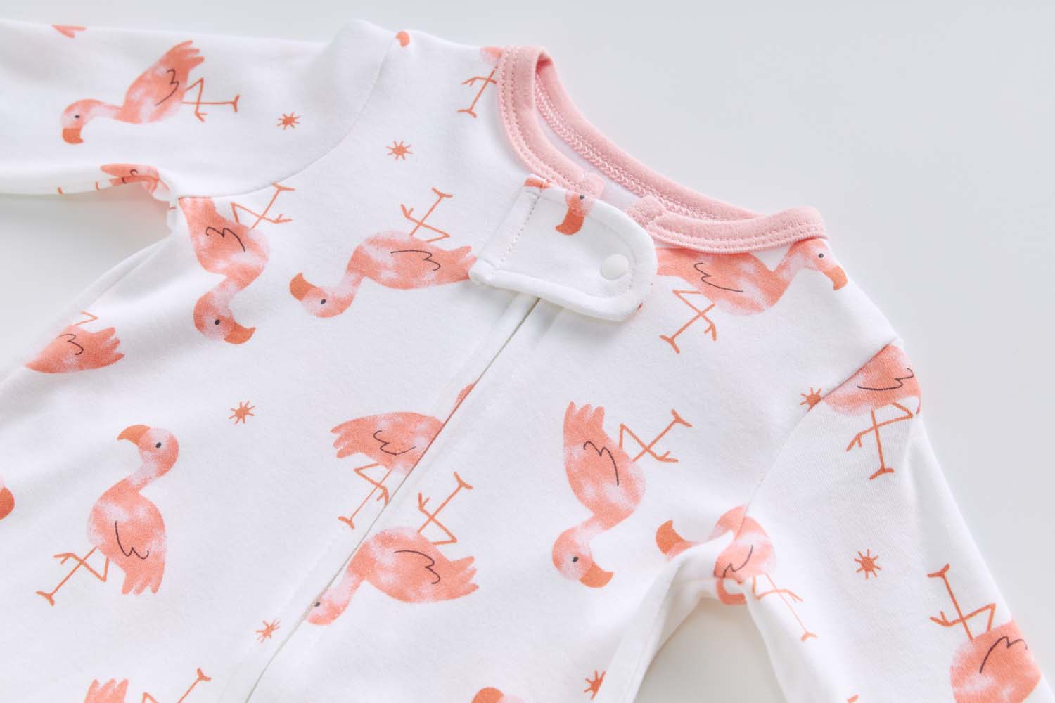 Baby Cotton Sleepsuit Flamingo Two Way Zip All In One Jumpsuit Feet Cover - Little Kooma