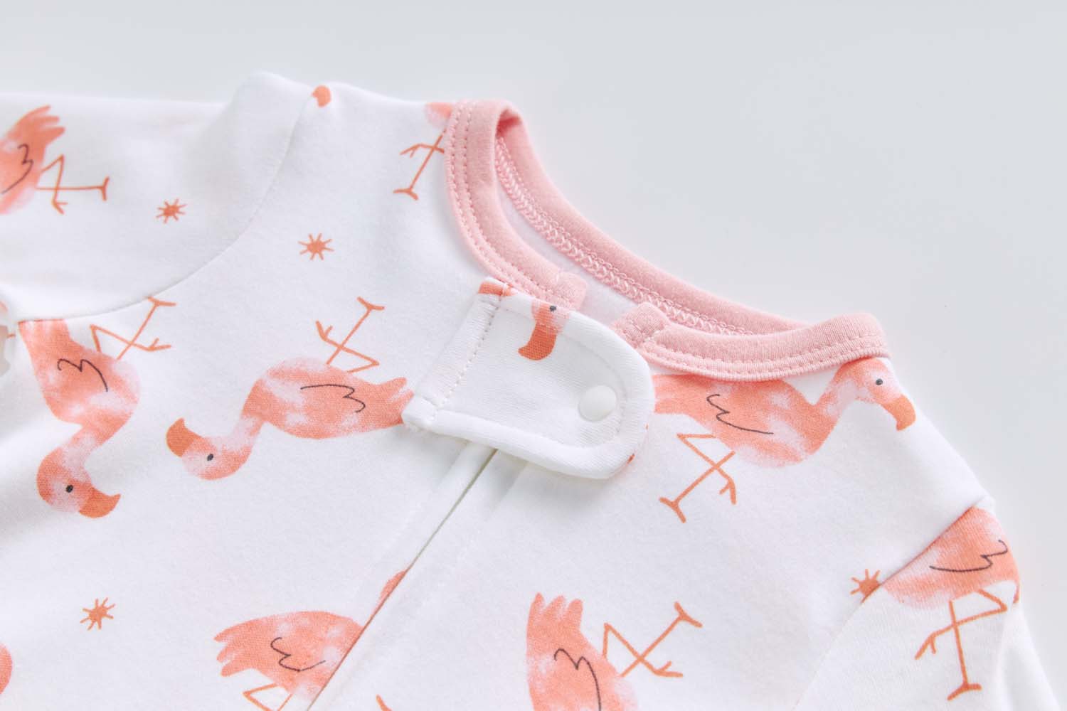 Baby Cotton Sleepsuit Flamingo Two Way Zip All In One Jumpsuit Feet Cover - Little Kooma
