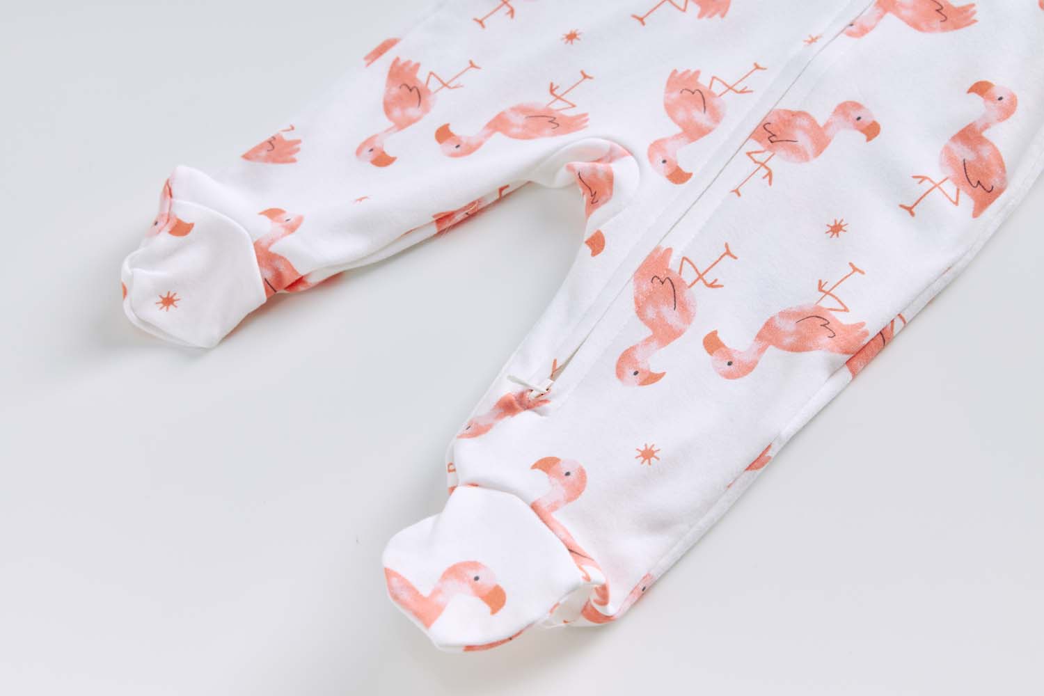 Baby Cotton Sleepsuit Flamingo Two Way Zip All In One Jumpsuit Feet Cover - Little Kooma