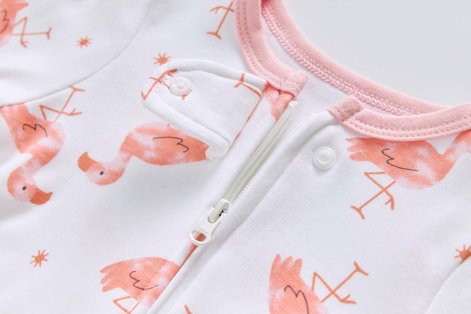 Baby Cotton Sleepsuit Flamingo Two Way Zip All In One Jumpsuit Feet Cover - Little Kooma