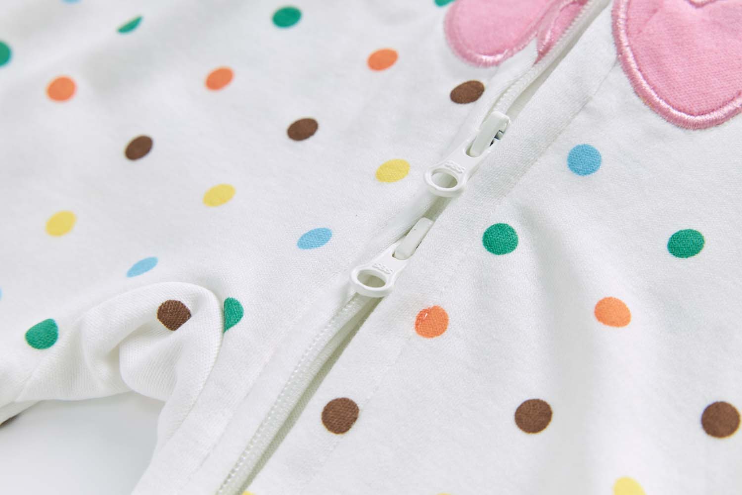 Baby Cotton Sleepsuit Polka Dots Cherry Two Way Zipper All In One Jumpsuit Feet Cover - Little Kooma