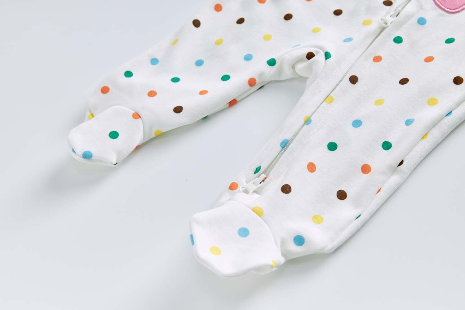 Baby Cotton Sleepsuit Polka Dots Cherry Two Way Zipper All In One Jumpsuit Feet Cover - Little Kooma