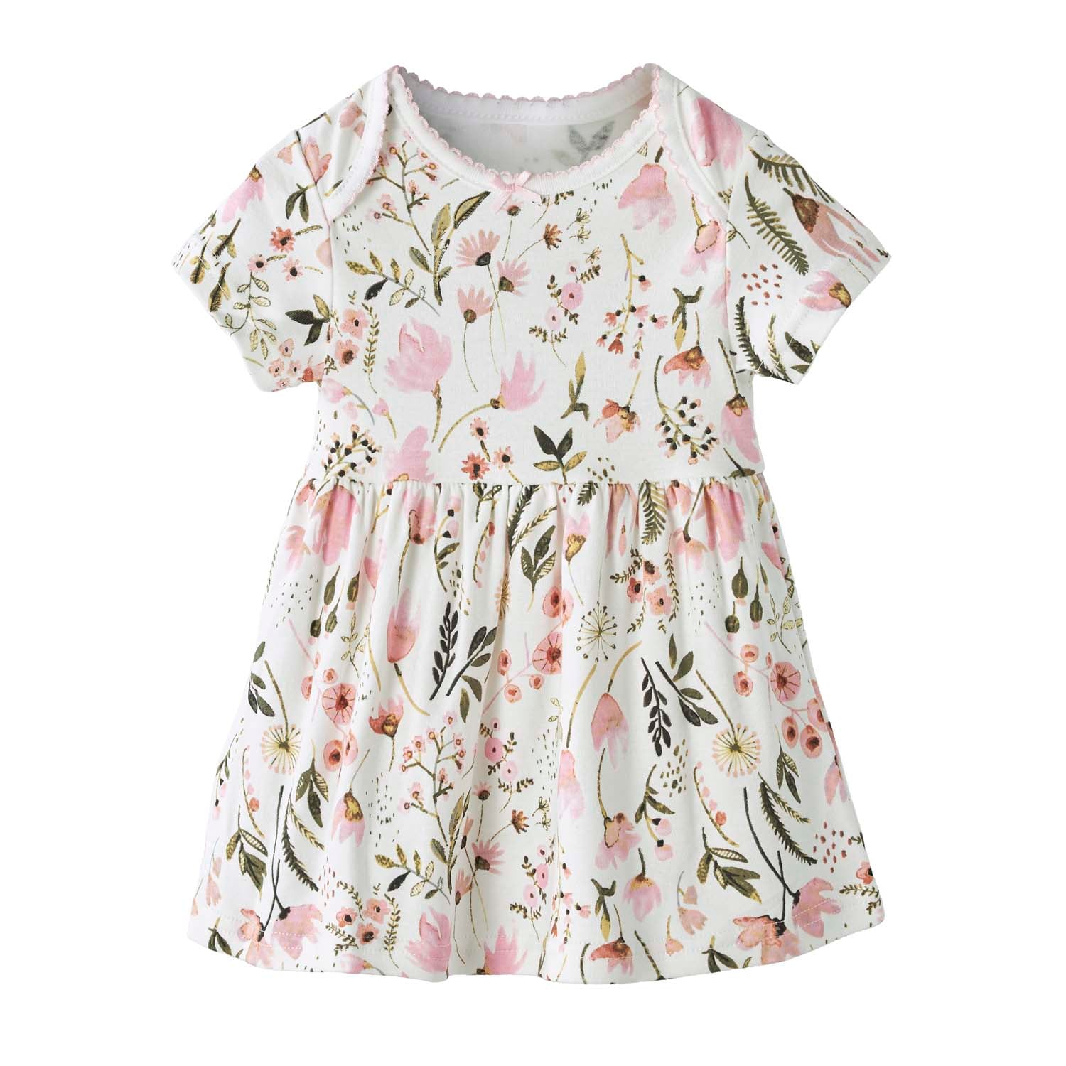 Baby Girl Pink Floral Bodysuit Dress n Pink Cardigan 2 Pc Set - Little Kooma