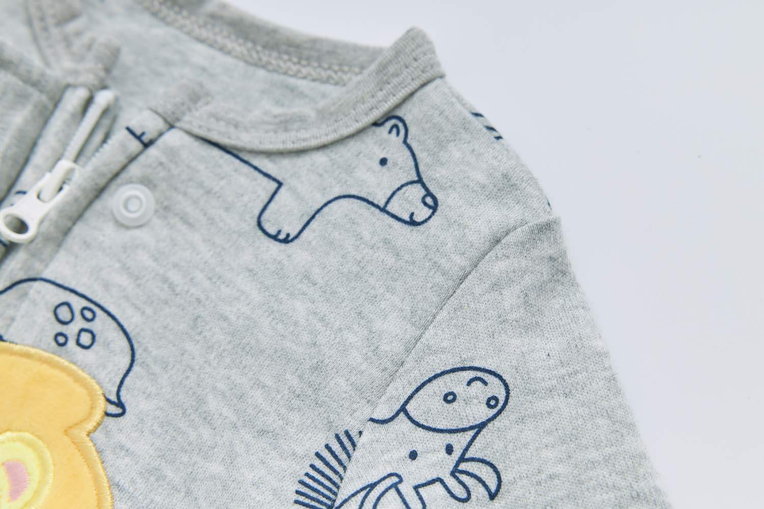 Baby Boy Cotton Sleepsuit Grey Animal Lion Two Way Zipper All In One Jumpsuit - Little Kooma