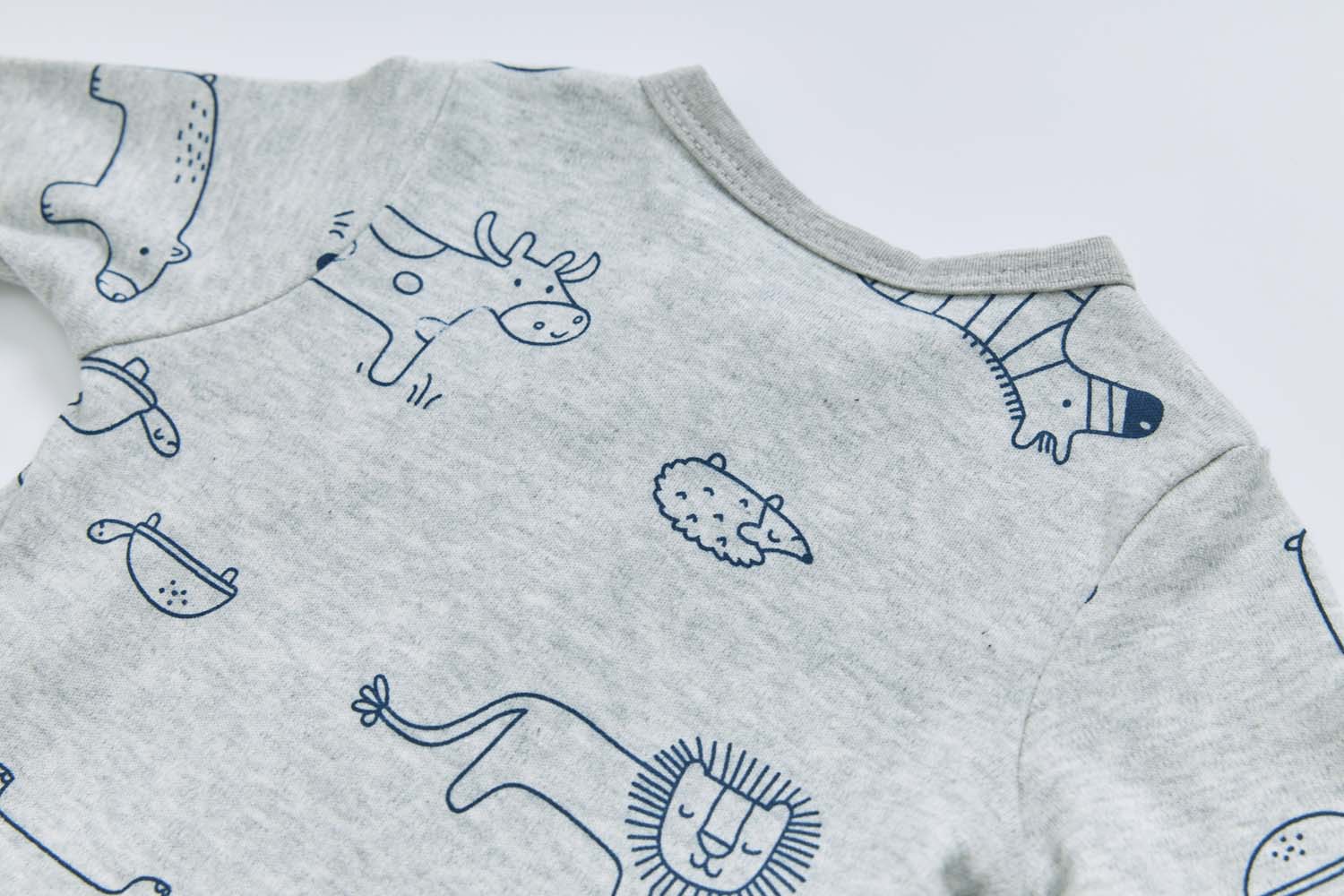 Baby Boy Cotton Sleepsuit Grey Animal Lion Two Way Zipper All In One Jumpsuit - Little Kooma