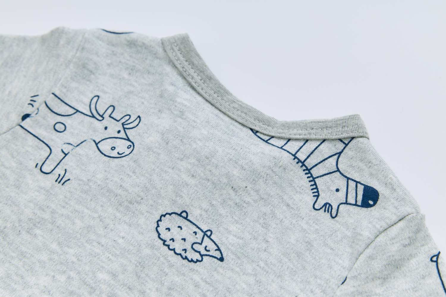 Baby Boy Cotton Sleepsuit Grey Animal Lion Two Way Zipper All In One Jumpsuit - Little Kooma