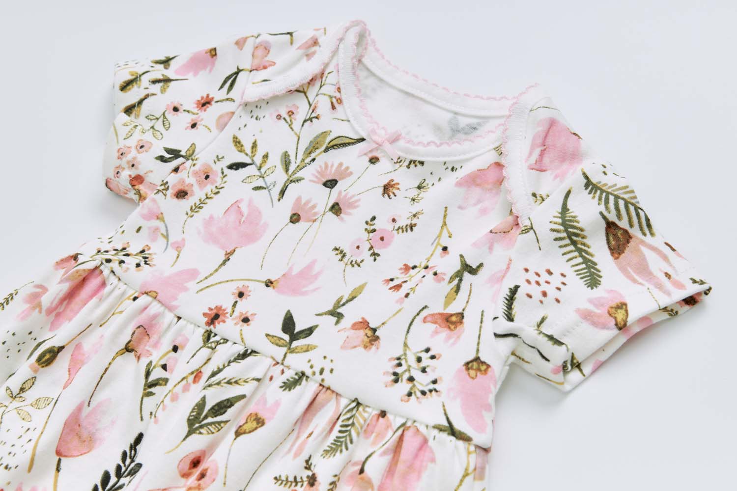 Baby Girl Pink Floral Bodysuit Dress n Pink Cardigan 2 Pc Set - Little Kooma