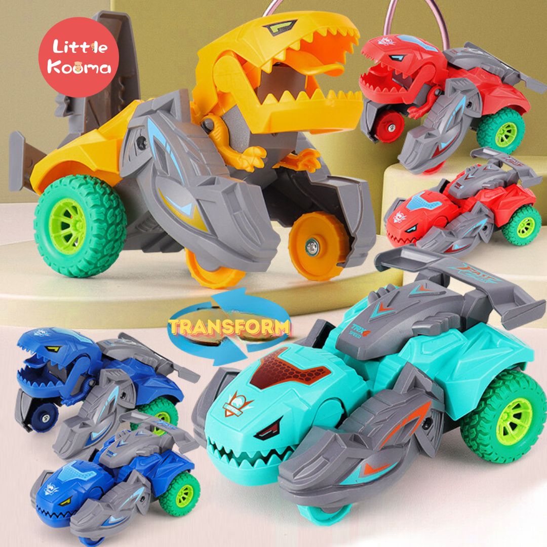 2 In 1 Collision Transformation Dinosaur Car Plastic Inertial Car Toy Action Collision Transforming Vehicles for Boy 3 Years+ - Little Kooma