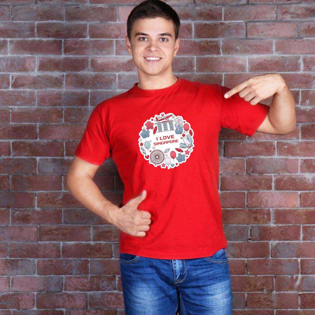 National Day NDP 2024 Red Top - Baby Kids Red T-shirt Singapore Wreath MBS Merlion National Day Top Outfit - Little Kooma