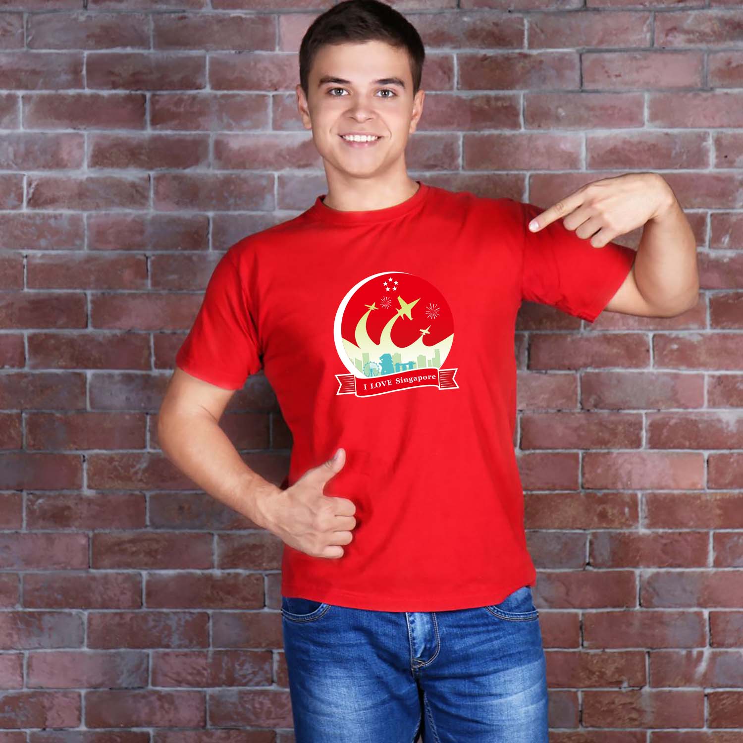 National Day NDP 2024 Red Top - Baby Kids Red T-shirt I Love Singapore Moon Golden Fighter National Day Top Outfit - Little Kooma