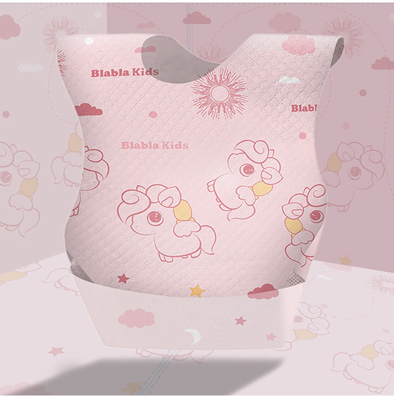 Baby Toddler Disposable Bib w Pocket 10 Piece Per Pack - Little Kooma