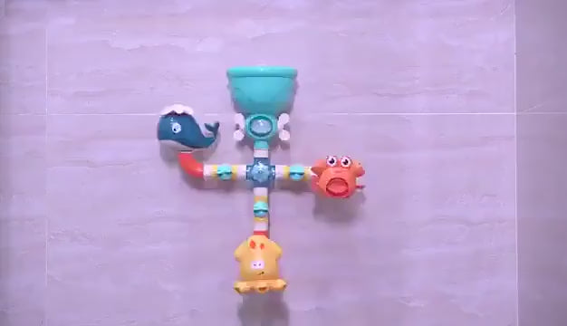 嬰幼兒兒童壁掛式浴缸鯨魚螃蟹長頸鹿洗澡玩具組帶吸盤 適合 3 歲以上