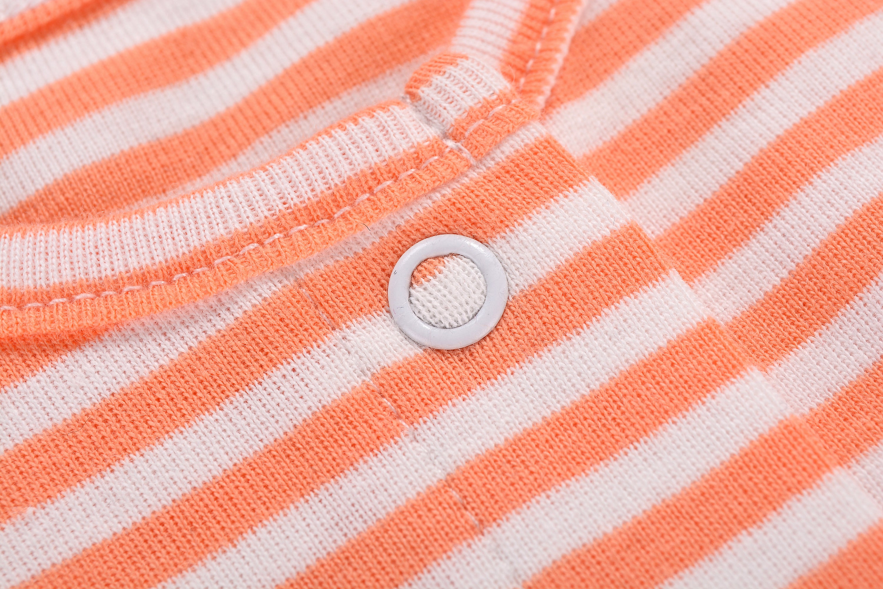 Baby Boy Sleeveless Orange Stripe Romper w Embroidered Shark - Little Kooma