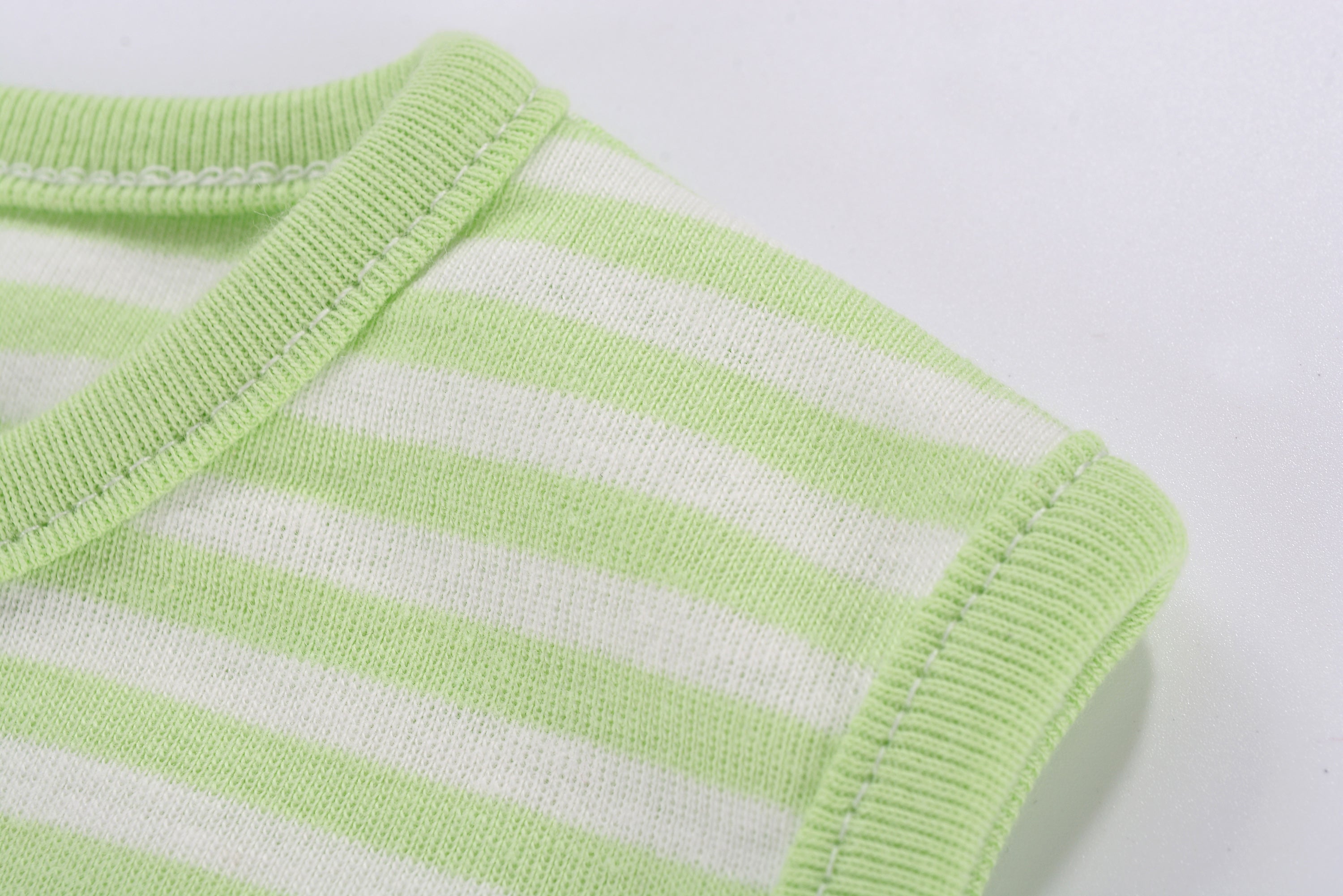 Baby Boy Sleeveless Green Stripe Romper w Embroidered Boat - Little Kooma